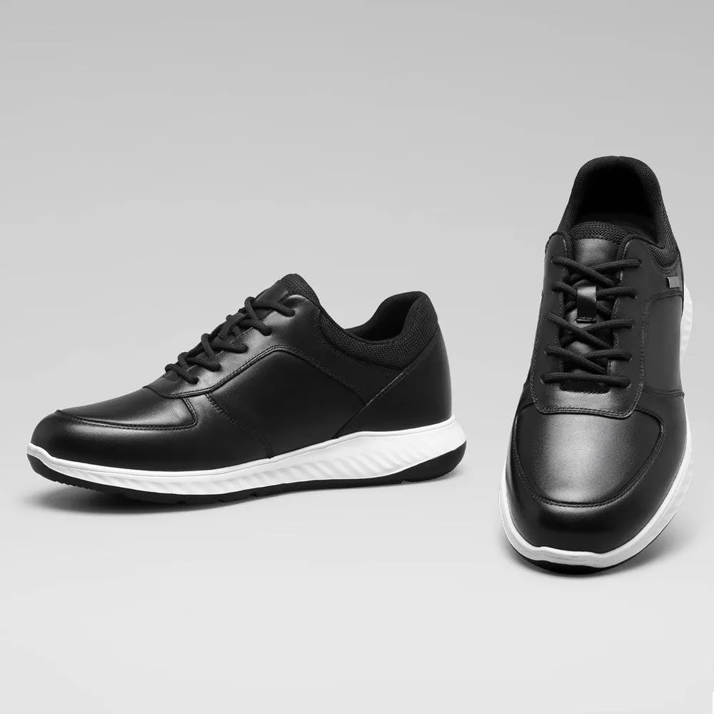 6 CM 2.36 Inches CMR CHAMARIPA Height Increasing Shoes Elevated Casual Black Leather Sneakers - Men's Height Increasing Shoes