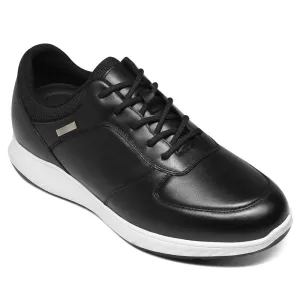 6 CM 2.36 Inches CMR CHAMARIPA Height Increasing Shoes Elevated Casual Black Leather Sneakers - Men's Height Increasing Shoes