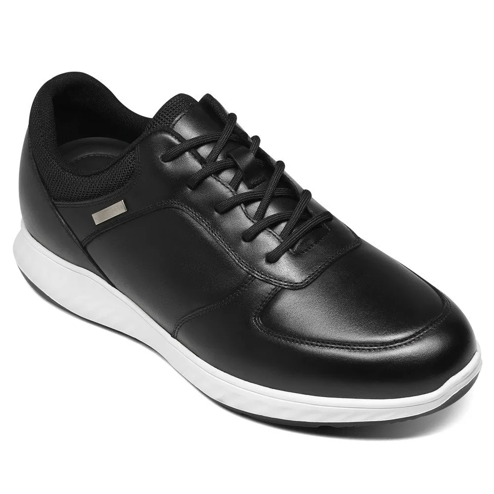 6 CM 2.36 Inches CMR CHAMARIPA Height Increasing Shoes Elevated Casual Black Leather Sneakers - Men's Height Increasing Shoes