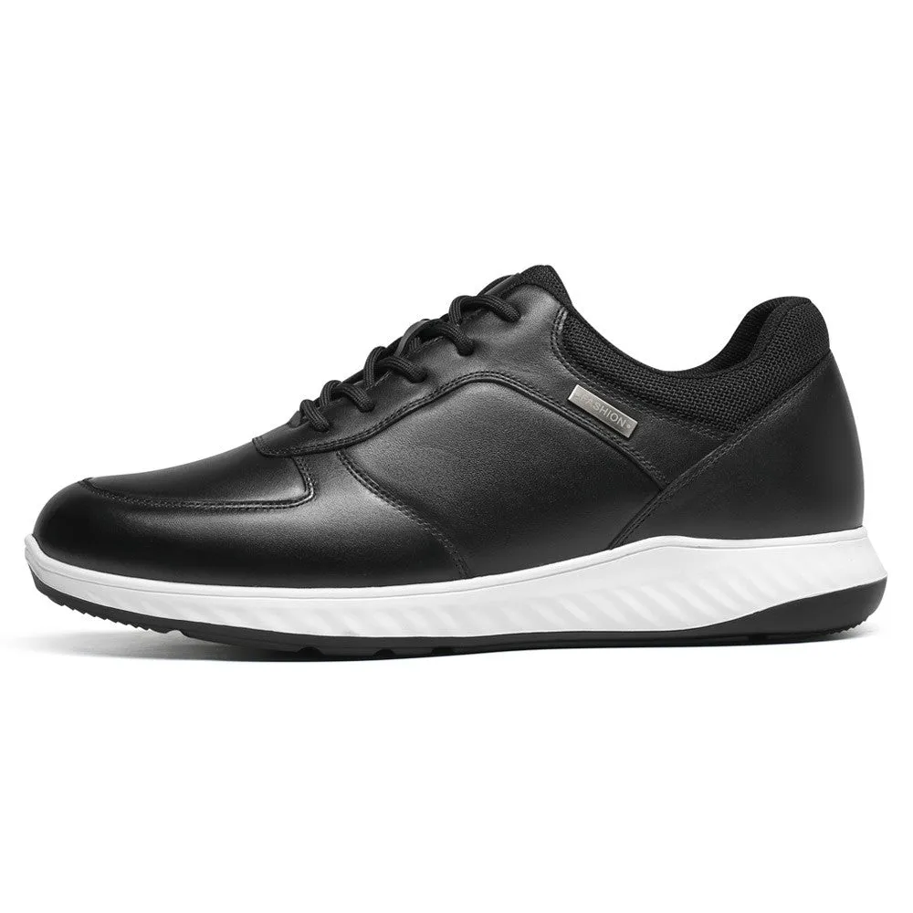 6 CM 2.36 Inches CMR CHAMARIPA Height Increasing Shoes Elevated Casual Black Leather Sneakers - Men's Height Increasing Shoes