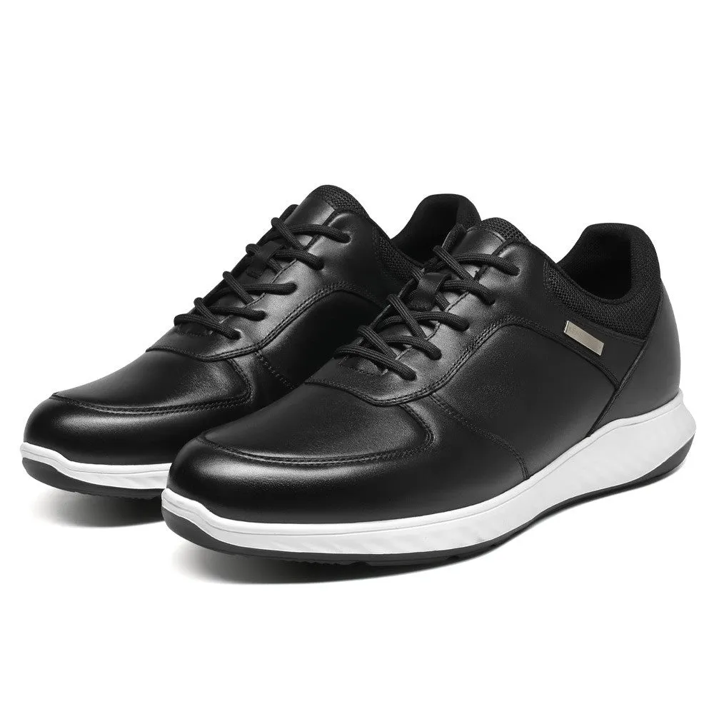 6 CM 2.36 Inches CMR CHAMARIPA Height Increasing Shoes Elevated Casual Black Leather Sneakers - Men's Height Increasing Shoes