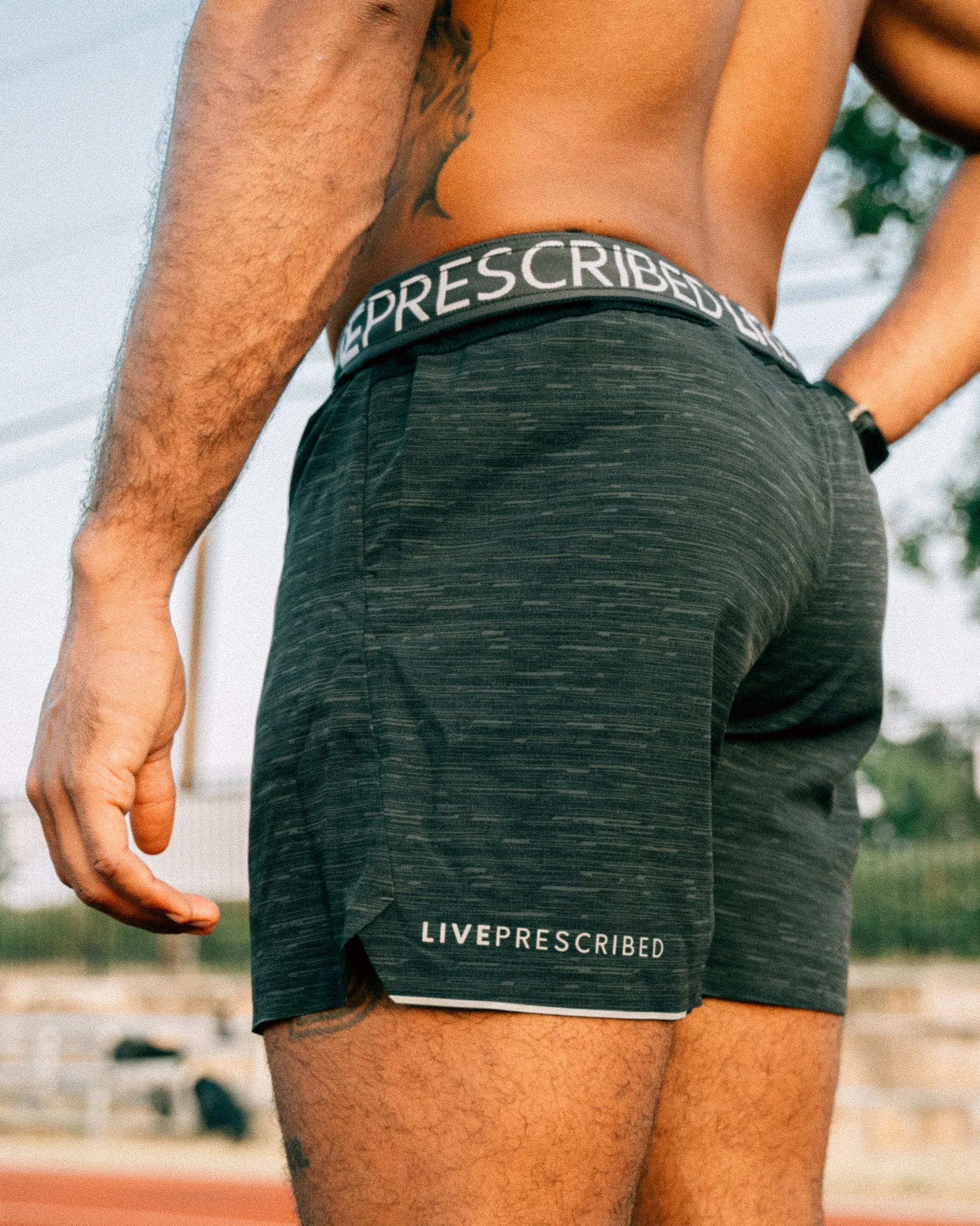 7" The Endurance Men's Training Short -  Heather Black (Linerless)