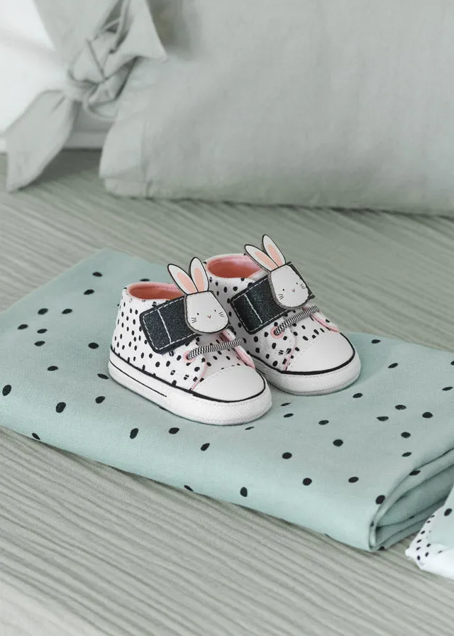 9515 Mayoral Baby Girls Canvas Sneakers, Black and White 3D Bunny