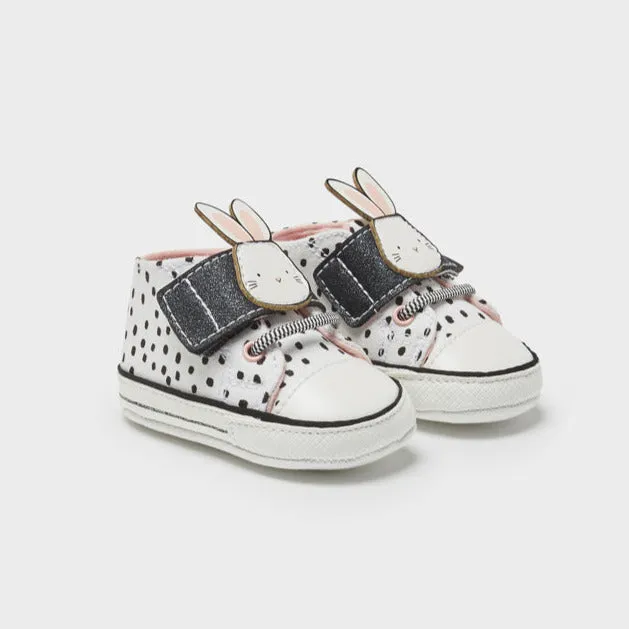9515 Mayoral Baby Girls Canvas Sneakers, Black and White 3D Bunny