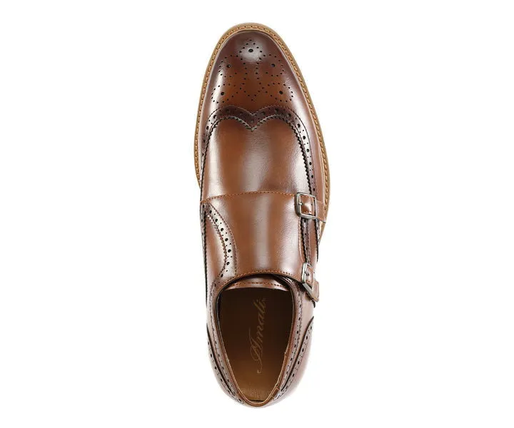 Amali Dario Monk Strap Shoes Men’s Smooth Cognac Leather