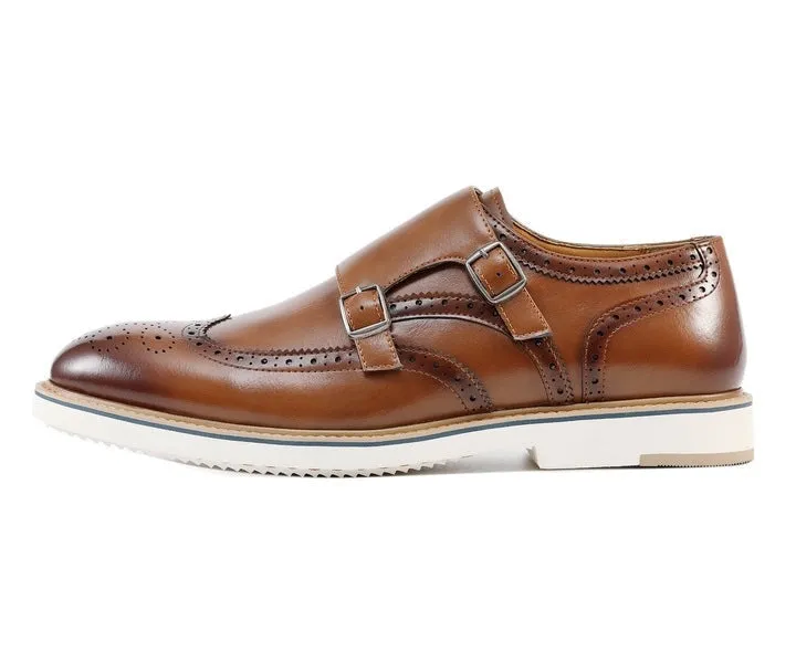 Amali Dario Monk Strap Shoes Men’s Smooth Cognac Leather