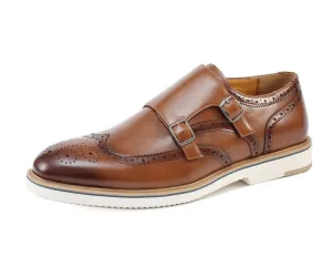 Amali Dario Monk Strap Shoes Men’s Smooth Cognac Leather