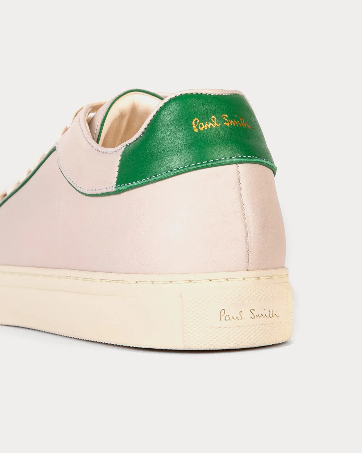 Basso with Green Trim Cream Low Top Sneakers