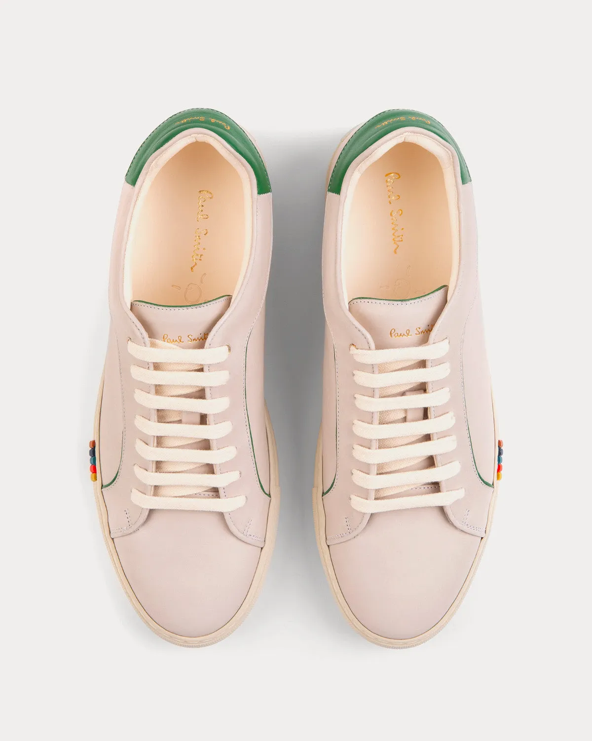 Basso with Green Trim Cream Low Top Sneakers