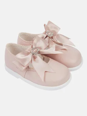 Baypods Girls Diamanté Hard Soled Shoe - Dusty Pink