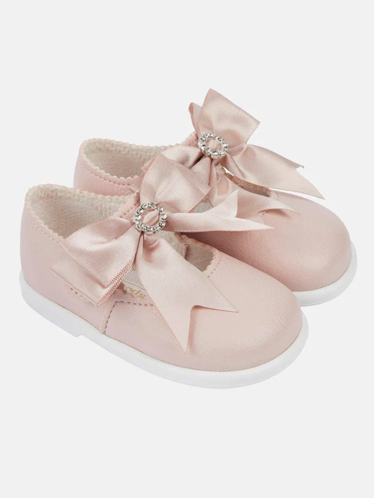 Baypods Girls Diamanté Hard Soled Shoe - Dusty Pink