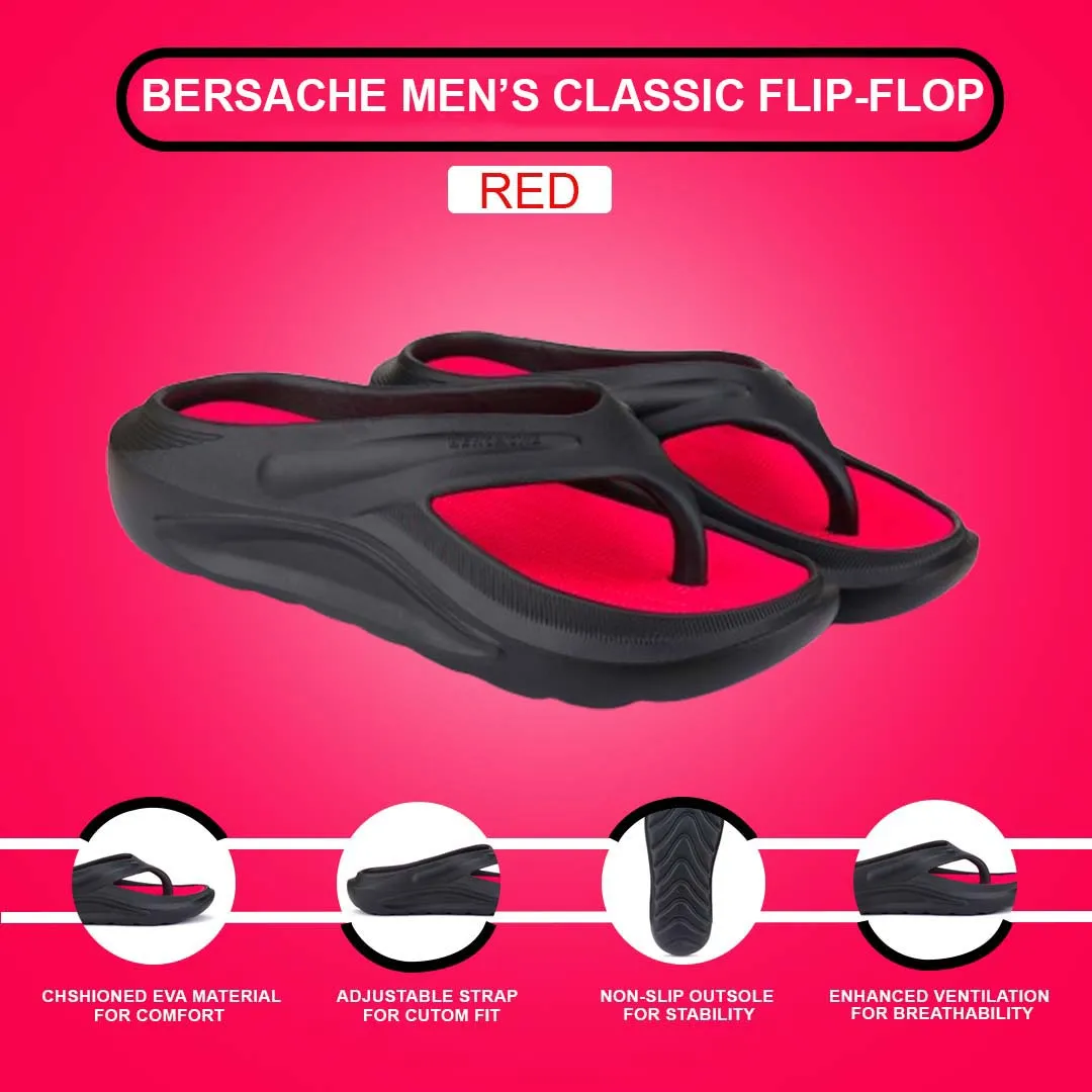 Bersache Extra Soft Classic Casual with  Regular wear with Ultra Soft & Flexibility Technology Flip Flop for Men's & Boy's (6176-Red)