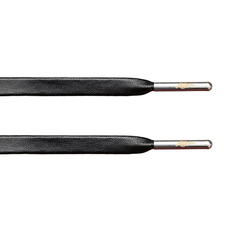 Black Leather Laces - Silver Aglet