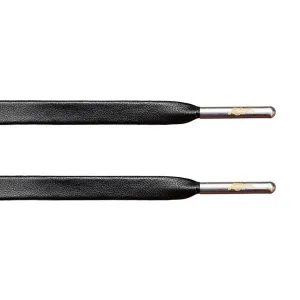 Black Leather Laces - Silver Aglet