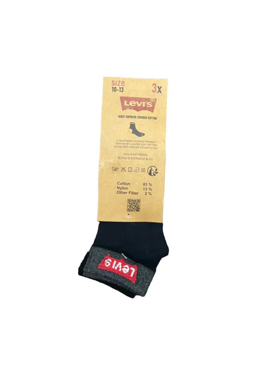 Branded Levi's  Cotton Ankle Socks (Pack Of 3 Pairs)