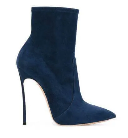 Casual Suede Point Toe High Heel Ankle Boots