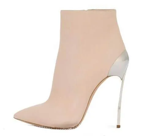 Casual Suede Point Toe High Heel Ankle Boots