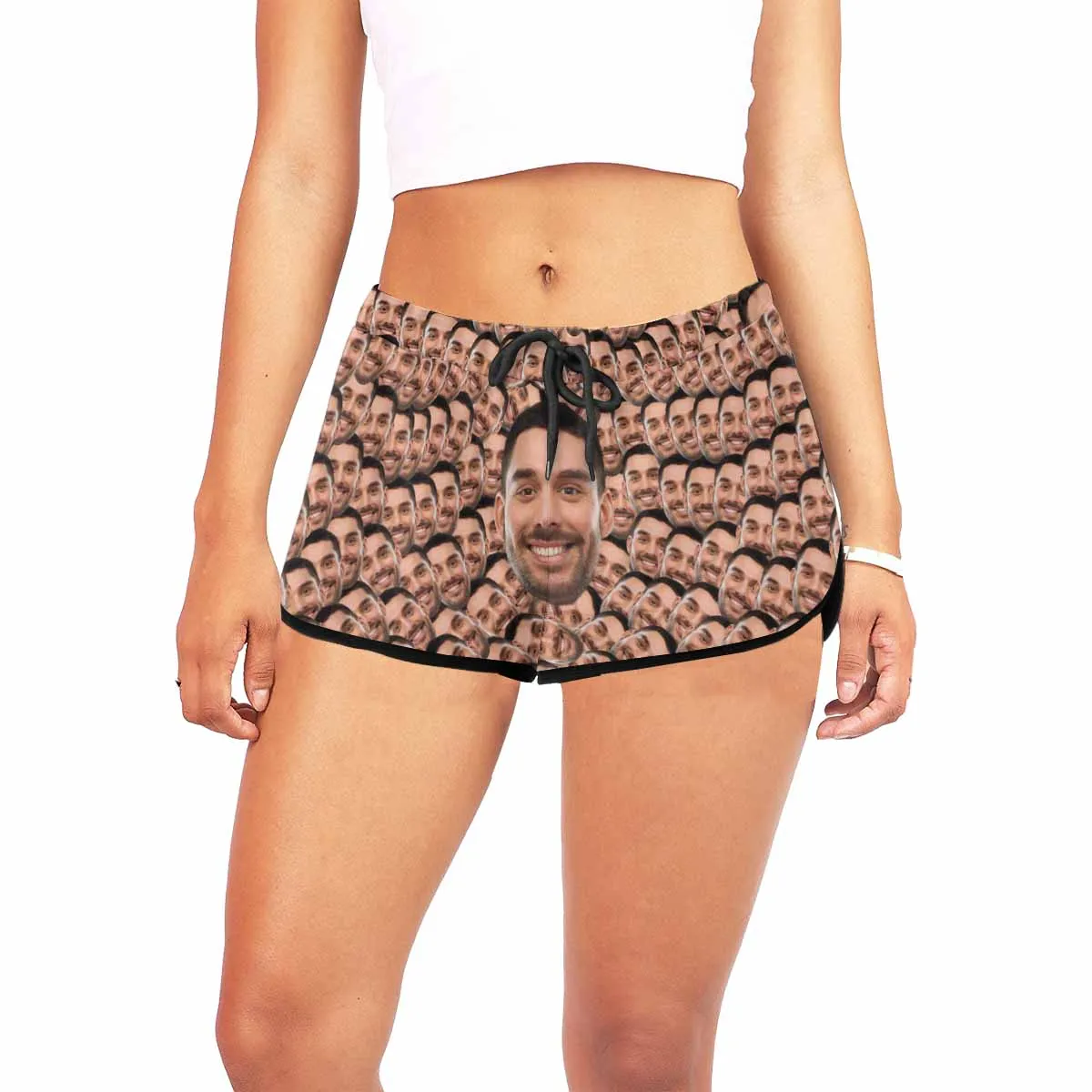 Custom Face Samsh Selfie Beach Board Shorts Swim Trunks Personalized Women's Casual Yoga Shorts