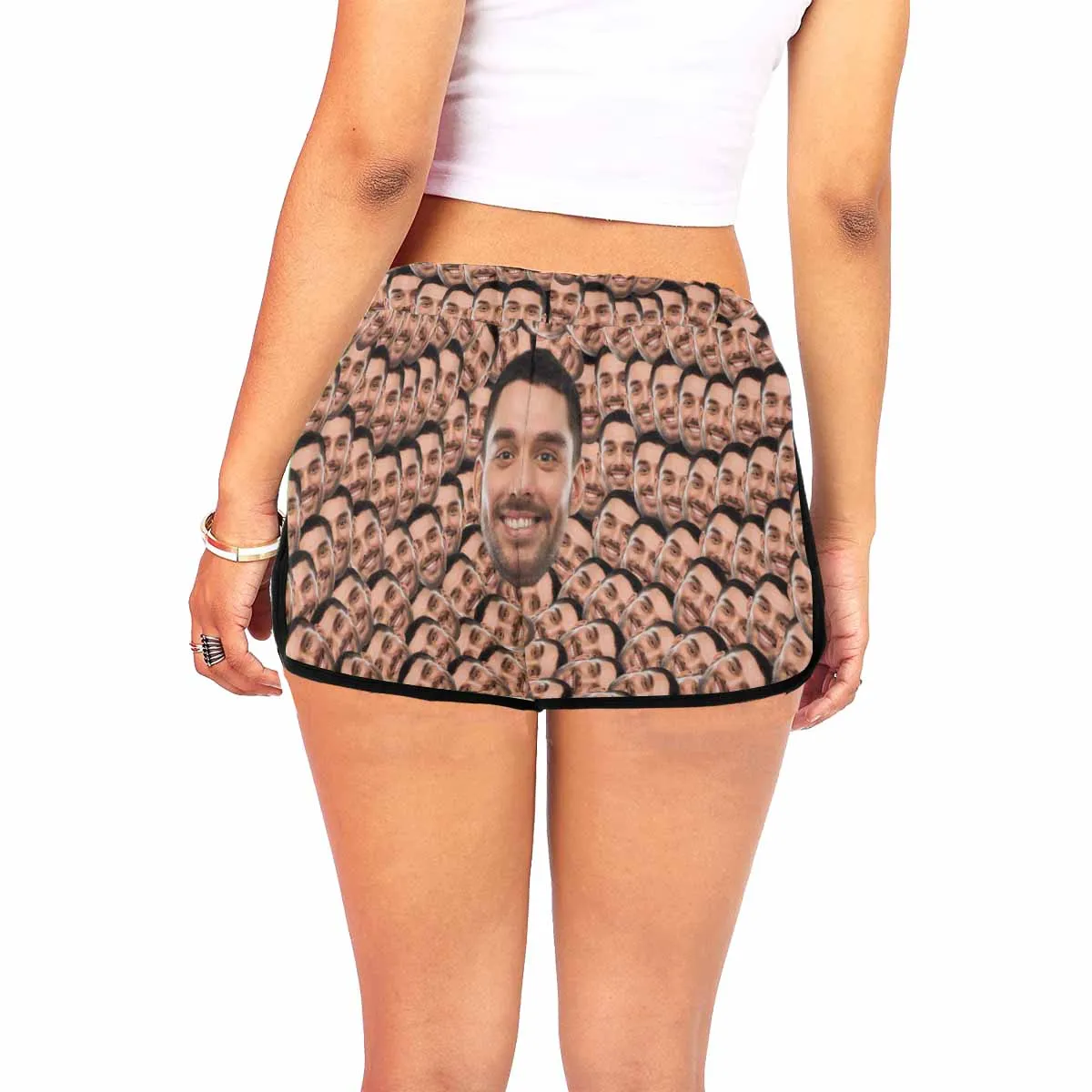 Custom Face Samsh Selfie Beach Board Shorts Swim Trunks Personalized Women's Casual Yoga Shorts