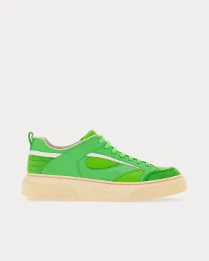 Cut Out Leather Lime Green Low Top Sneakers