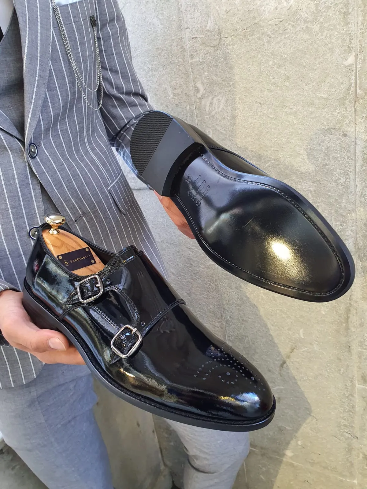 Evo Sardinelli Double Monk Leather Shoes