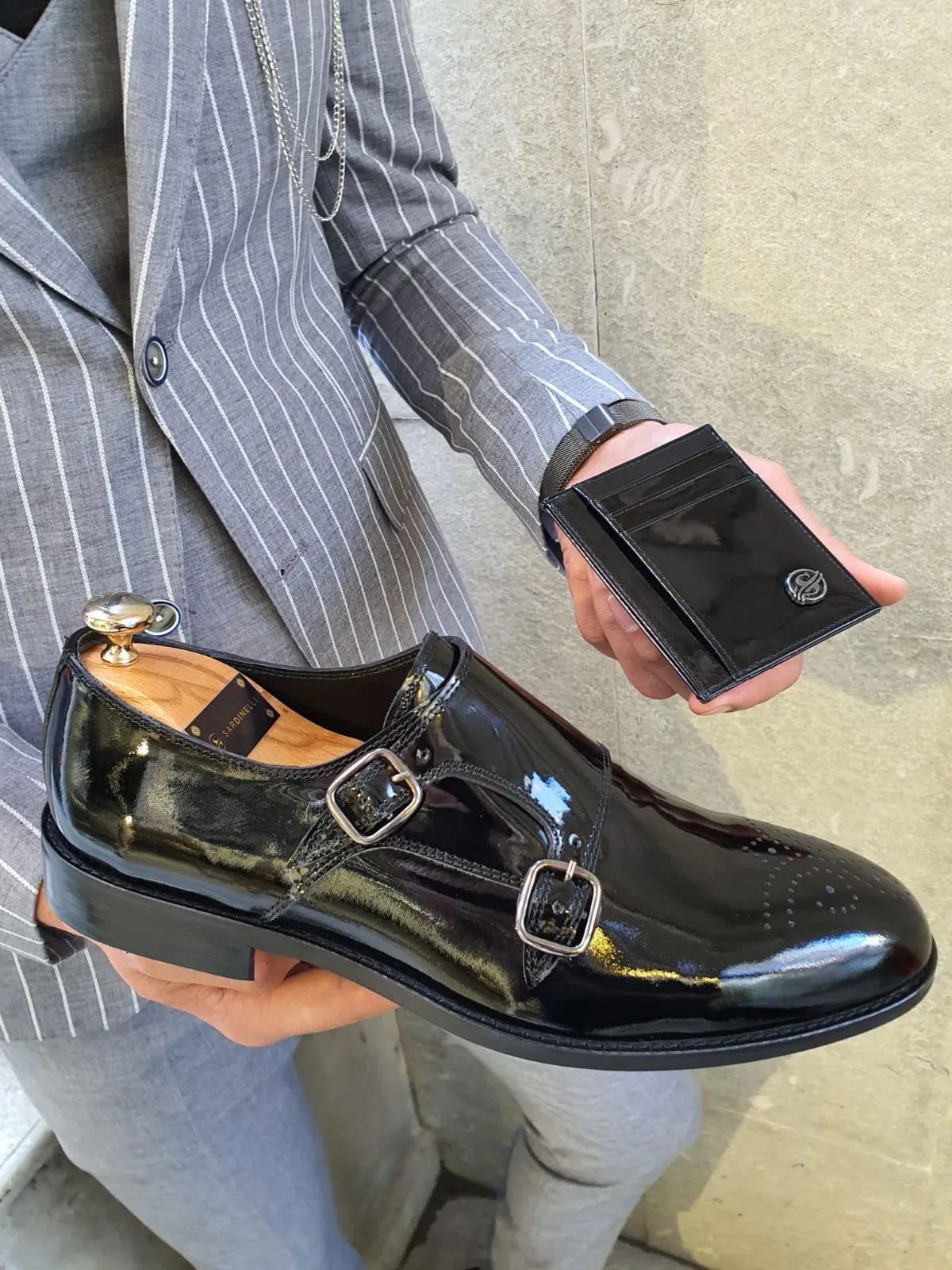 Evo Sardinelli Double Monk Leather Shoes