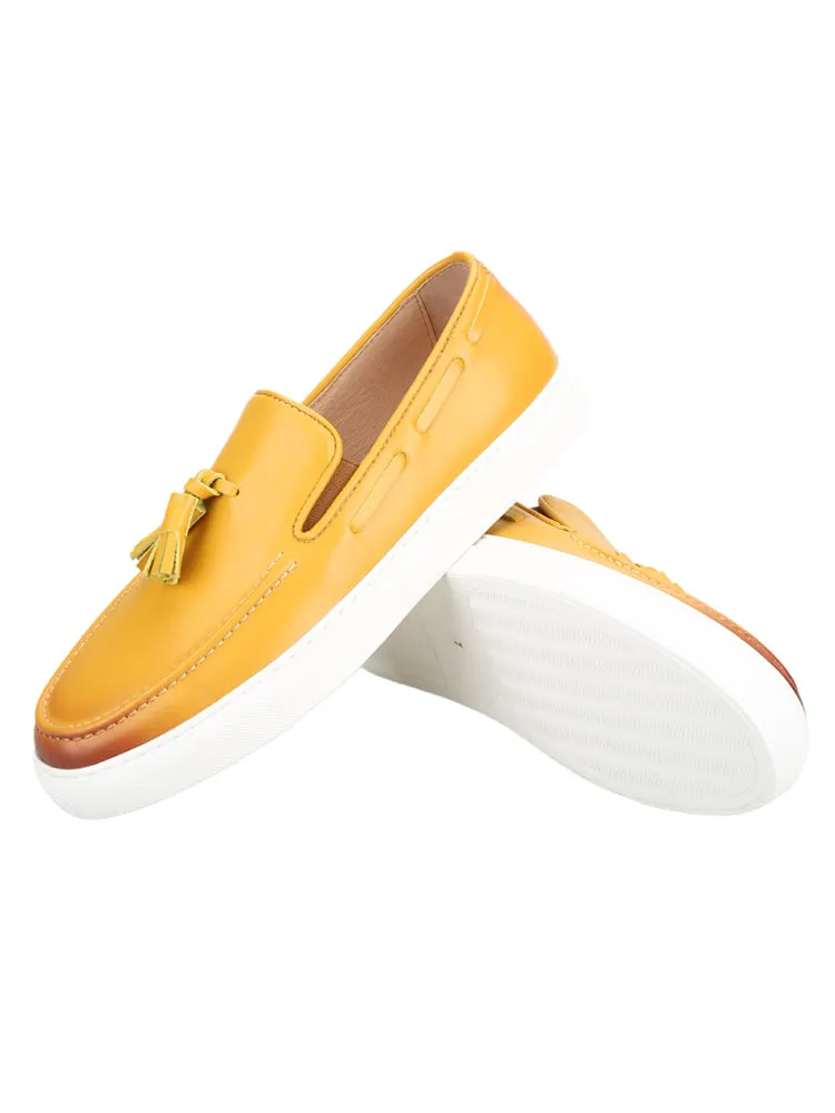 Exported to Italy imported polished cowhide men's white thick-soled sports shoes European and American style tassel casual sneakers