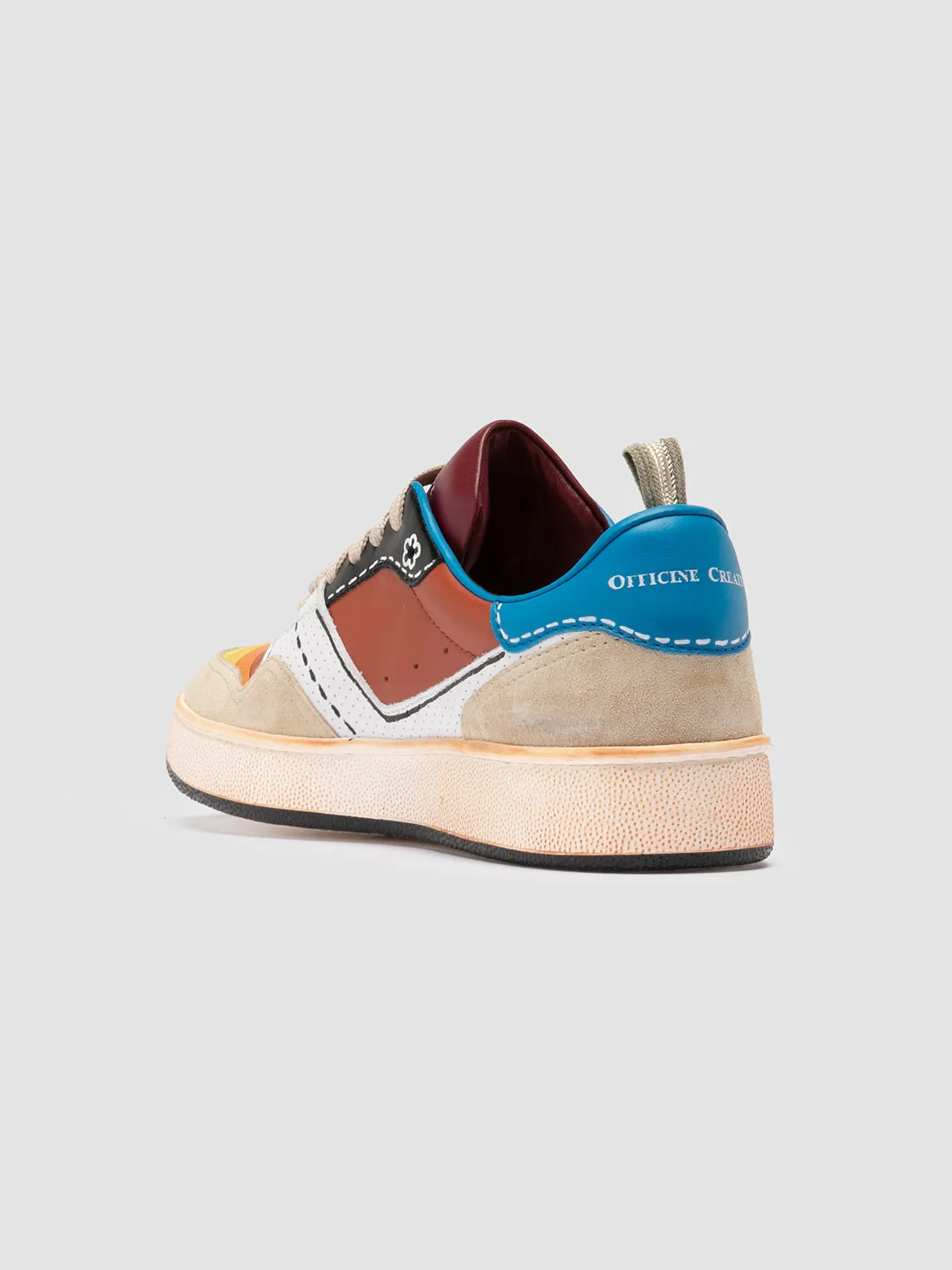 FEMME NEO PSYCHEDELIC SUN 241 - Multicolour Leather and Suede Low Top Sneakers