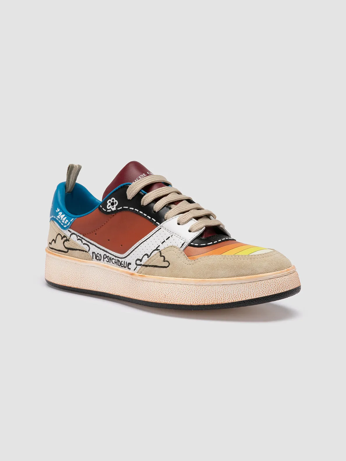 FEMME NEO PSYCHEDELIC SUN 241 - Multicolour Leather and Suede Low Top Sneakers