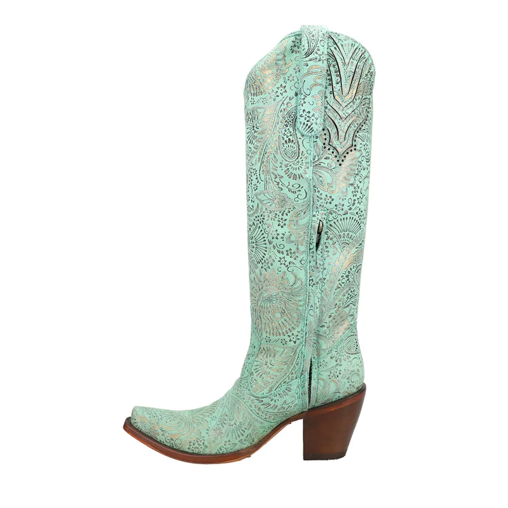 Floral Snip Toe Cowboy Boots