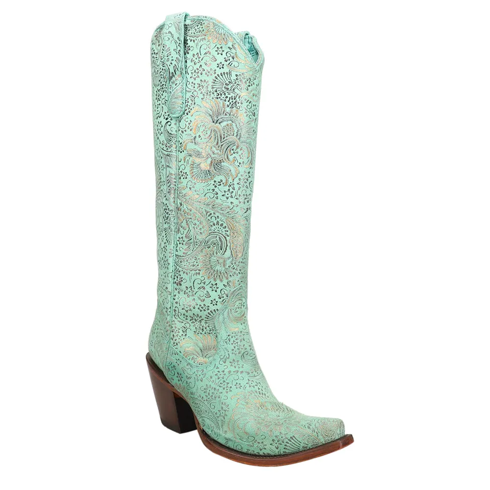 Floral Snip Toe Cowboy Boots