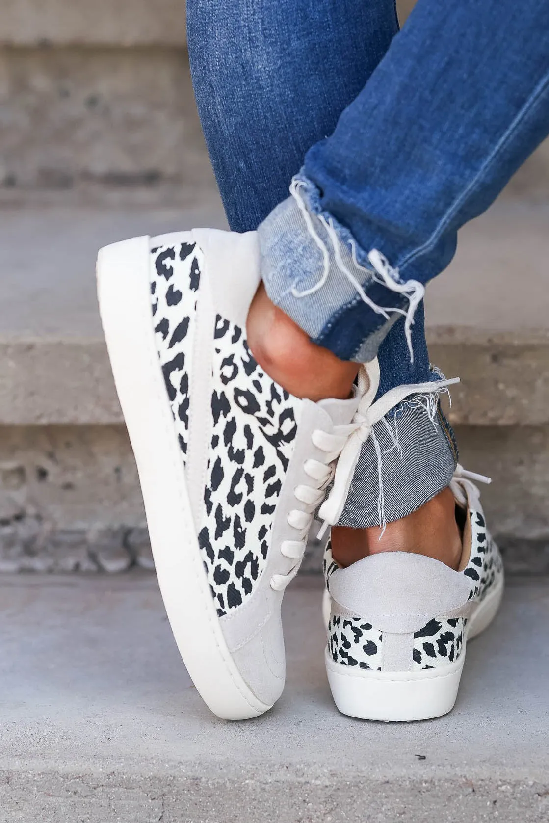 Gray Leopard Patchwork Casual Sneakers