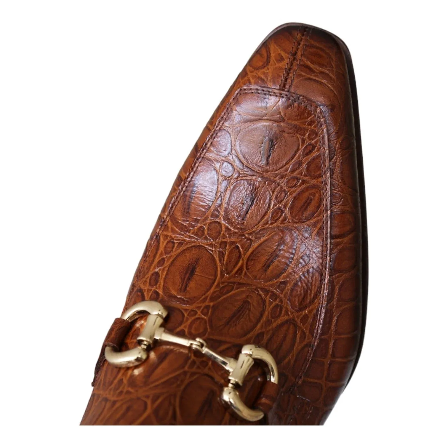 Handmade Custom Crocodile Print Leather Horse Bit Boots For Men