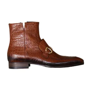 Handmade Custom Crocodile Print Leather Horse Bit Boots For Men