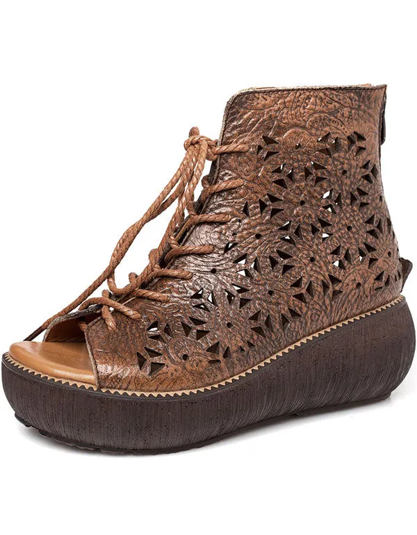Handmade Retro Leather Thick Soled Sandals