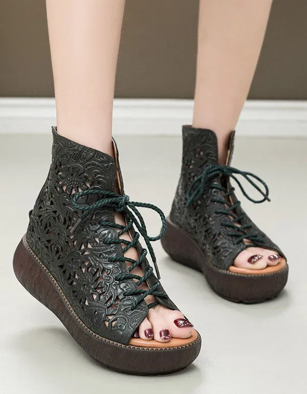 Handmade Retro Leather Thick Soled Sandals