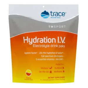 Hydration I.V. Electrolyte Drink Paks - Raspberry Lemonade 16 Packets By Trace Minerals