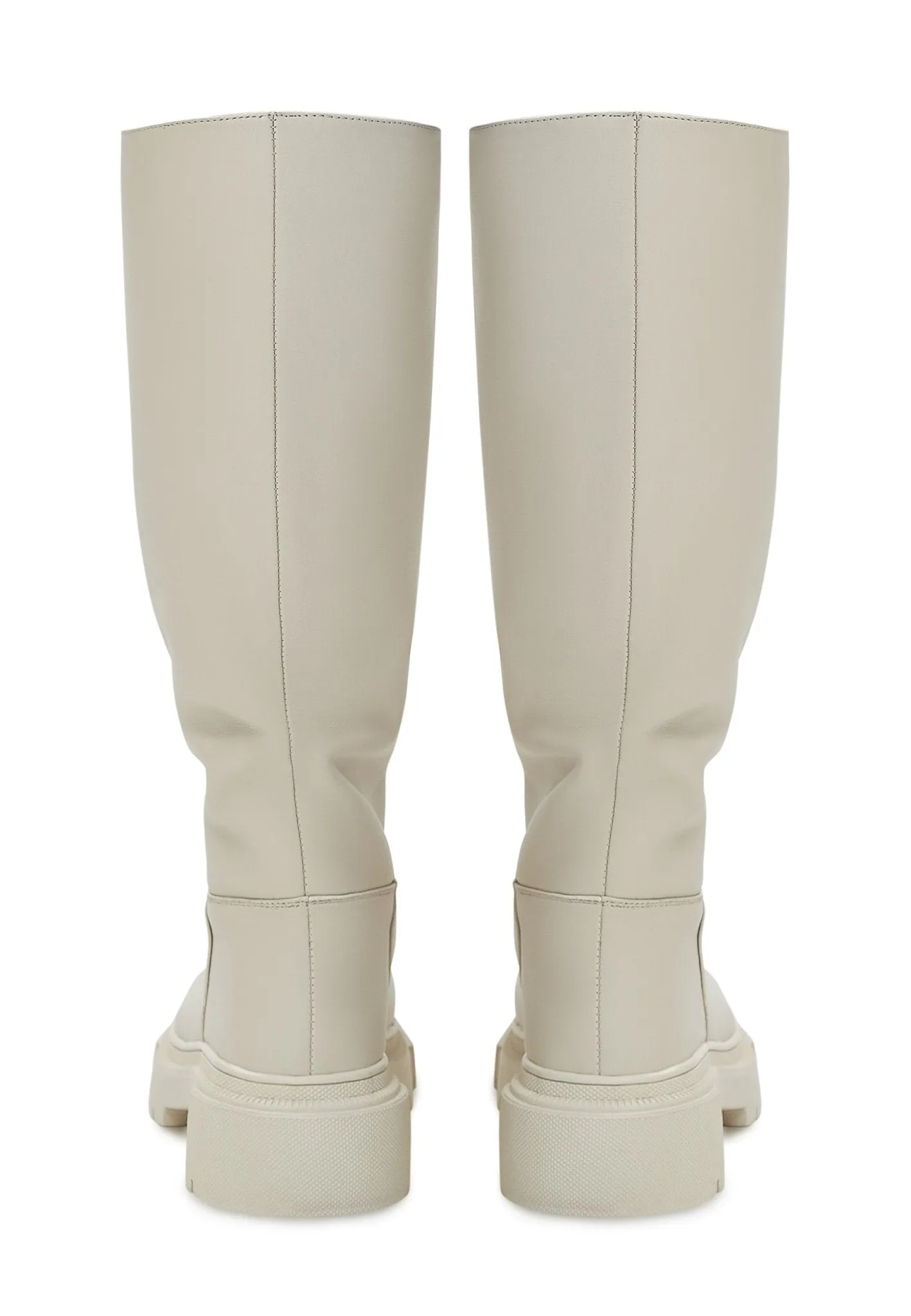 Leather Knee High Boots Anastasia - Beige
