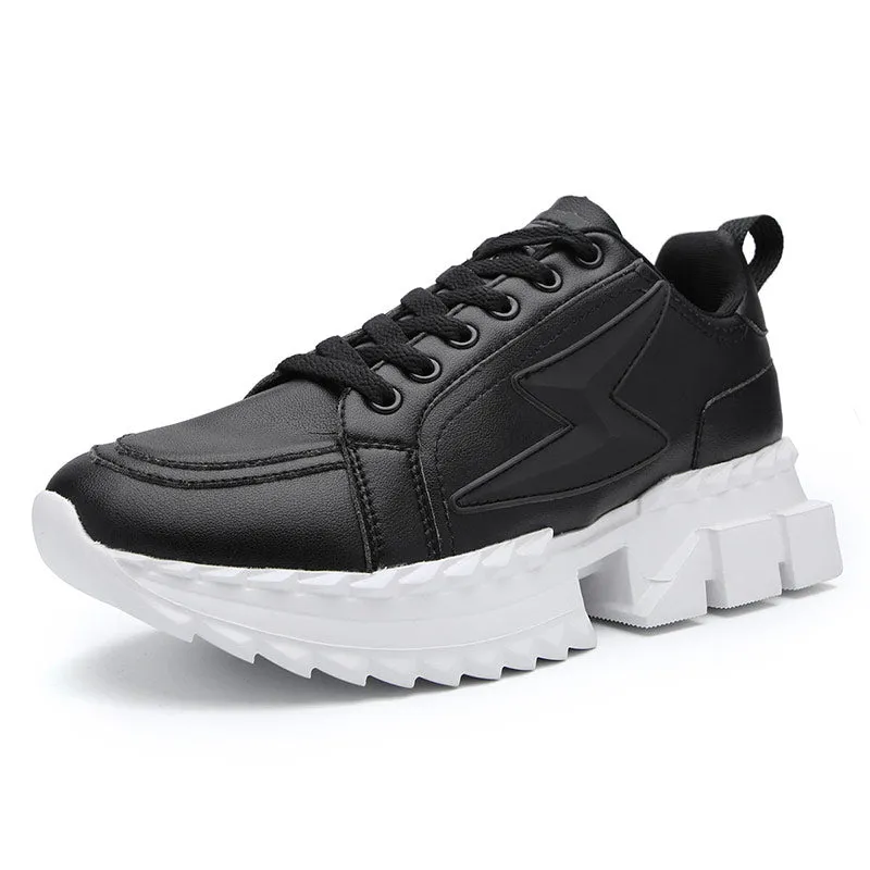 Lightning Print Led Lace-Up Thick-Soled Casual Shoes