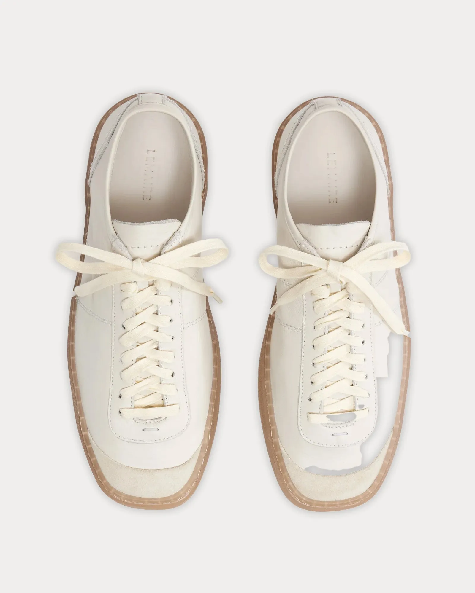 Linoleum Basic Lace Up Clay White Low Top Sneakers