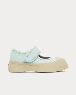 Mary Jane Leather Light Blue Slip On Sneakers
