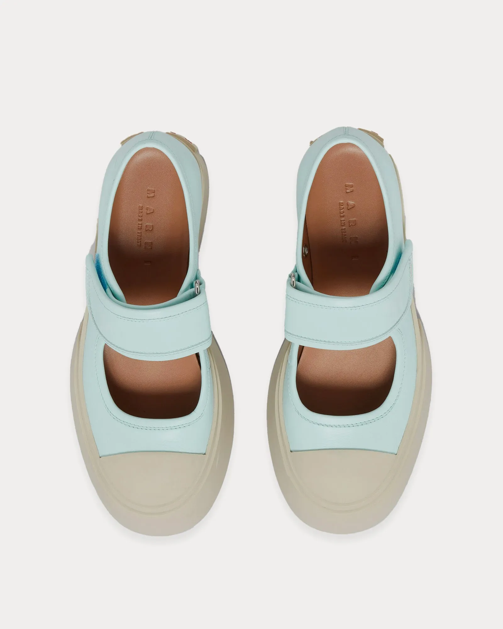 Mary Jane Leather Light Blue Slip On Sneakers