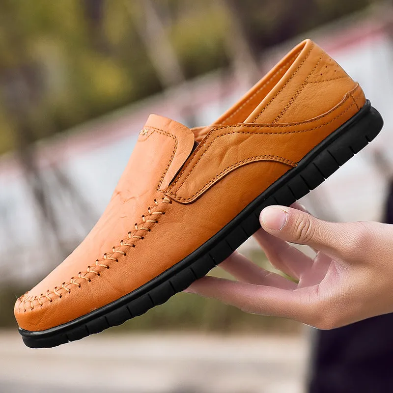 Men's Loafers Spring Breathable Lightweight Leather Shoes