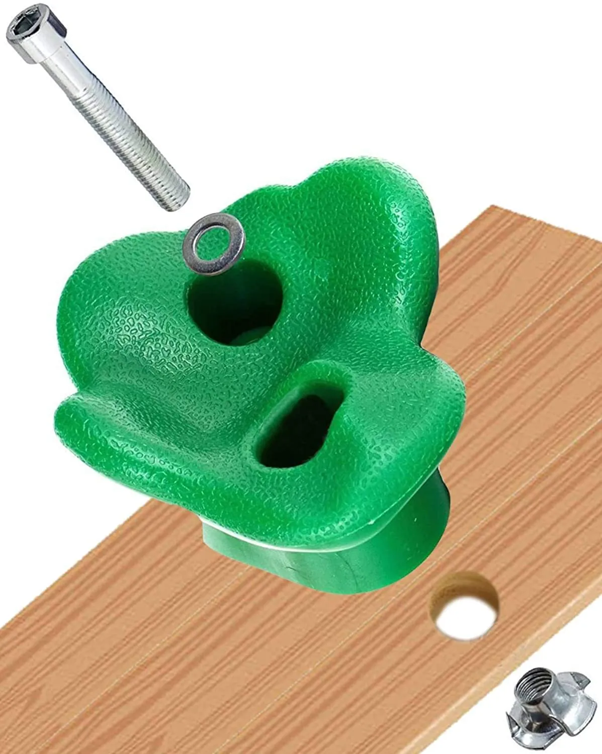 New 25 Pcs Colourful Pig Nose Shape Rock Climbing Holds with Blue & Green Auxiliary Handles, Indoor Outdoor Playground Wooden Play Set Build Exercise Toy Accessory - Mounting Hardware Kit Included
