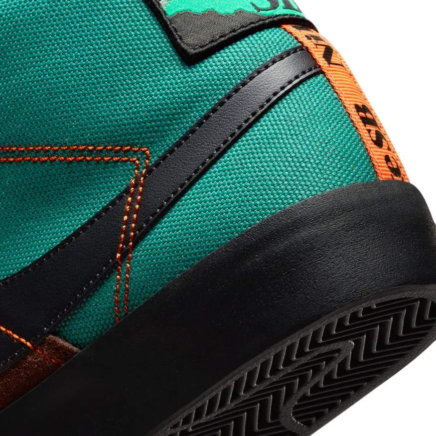 Nike SB Zoom Blazer Mid Premium Skateboard Shoe - Noble Green/Black-White-Safety Orange