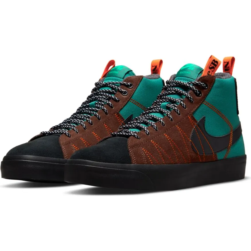 Nike SB Zoom Blazer Mid Premium Skateboard Shoe - Noble Green/Black-White-Safety Orange