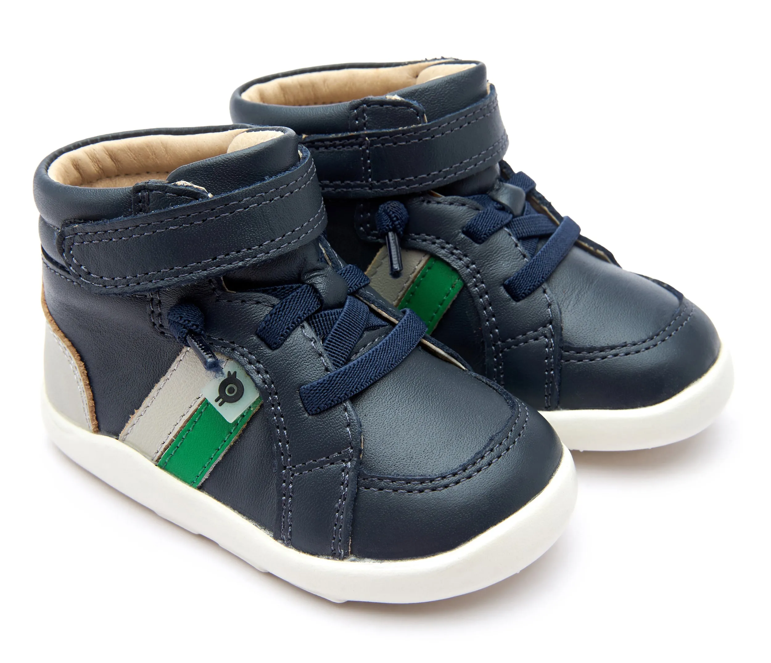Old Soles Boy's 8028 Upper Ground Sneakers - Navy/Gris/Neon Green