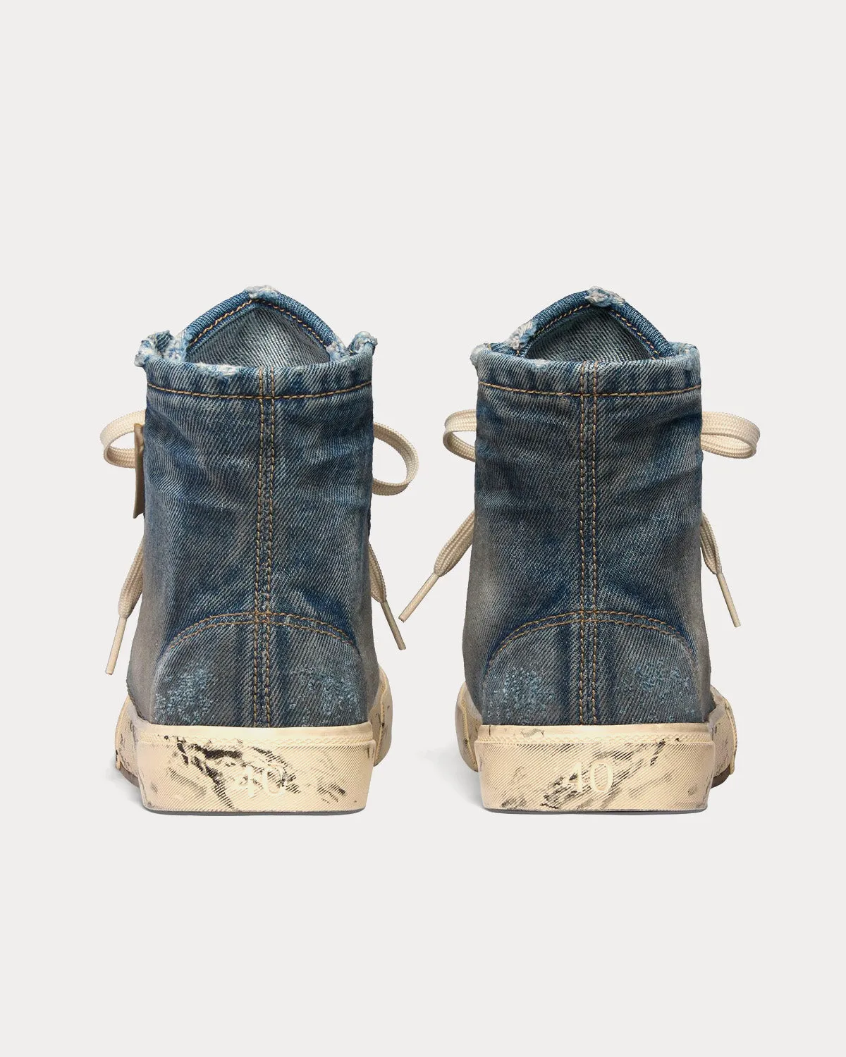 Paris Destroyed Denim & Rubber Blue High Top Sneakers