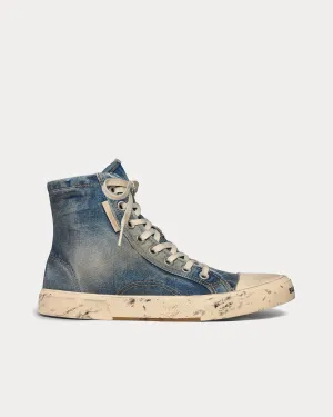 Paris Destroyed Denim & Rubber Blue High Top Sneakers
