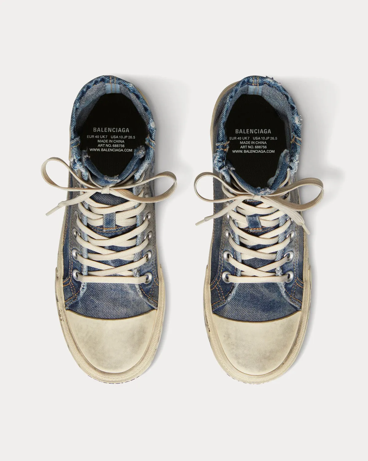 Paris Destroyed Denim & Rubber Blue High Top Sneakers